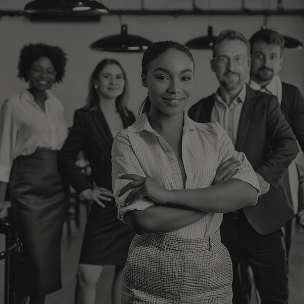 Black woman posing with her staff duotone